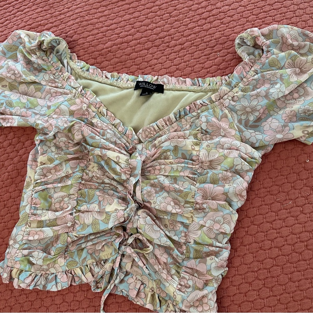 Willow Floral Ruched Blouse - Pastels
